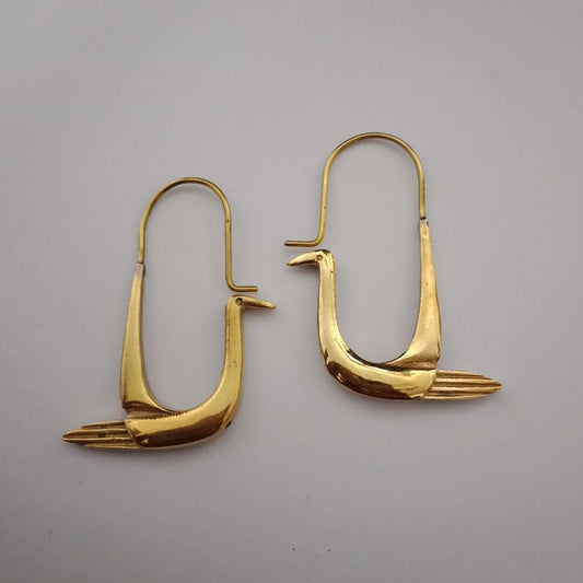 polished brass and silver swan earrings elegant animal jewelry gift for her