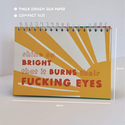 Sweary affirmation desk flip chart with funny weekly positive messages for office desk decor