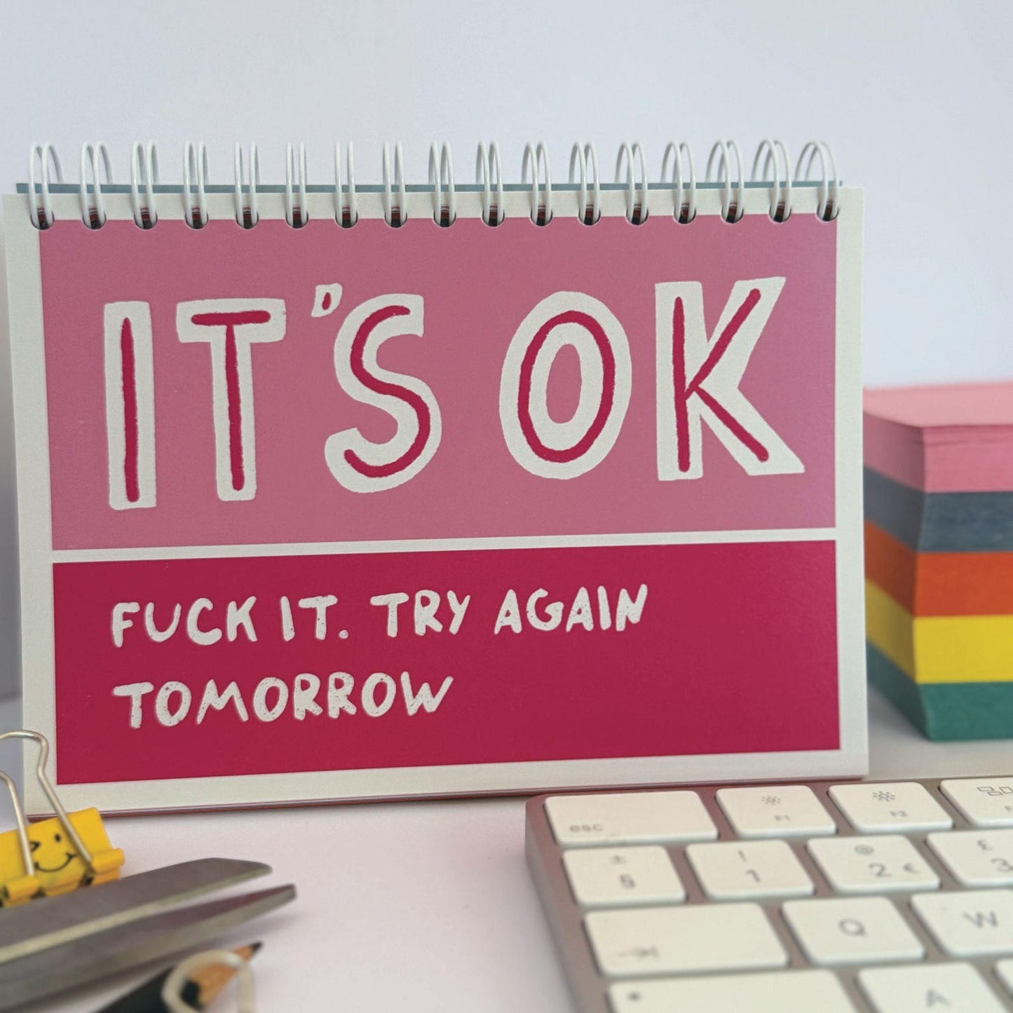 Sweary affirmation desk flip chart with funny weekly positive messages for office desk decor