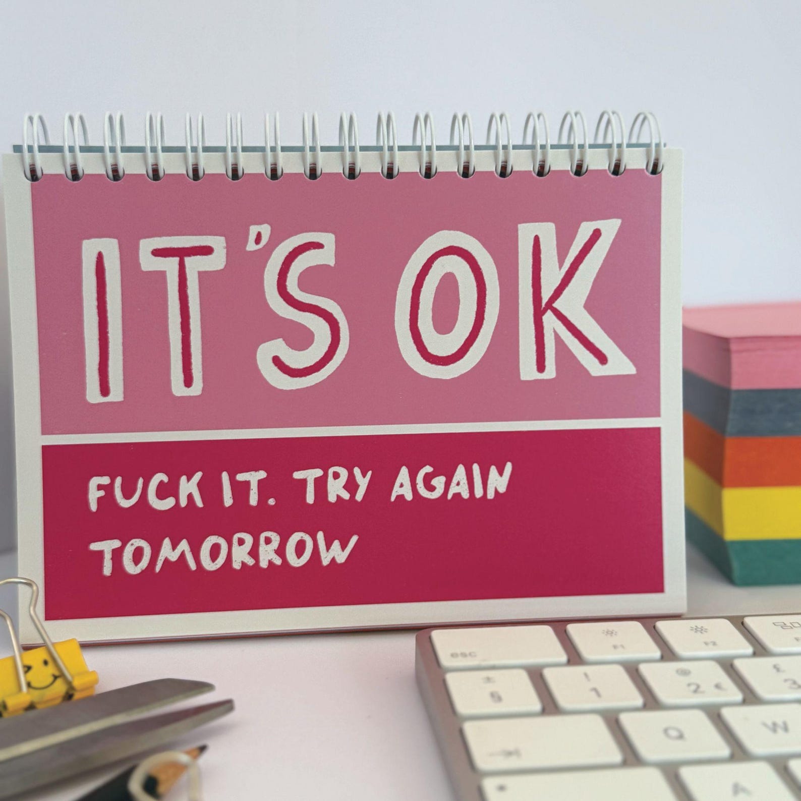 Sweary affirmation desk flip chart with funny weekly positive messages for office desk decor