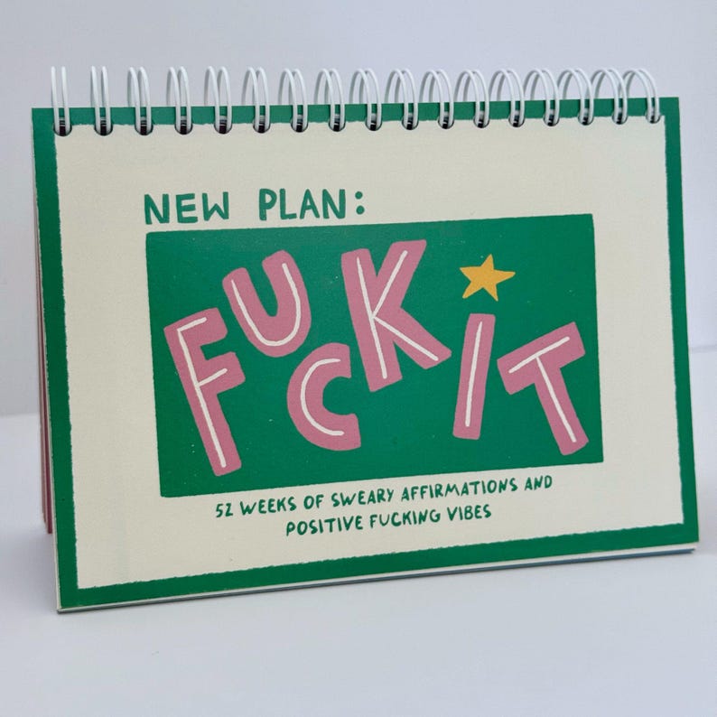 Sweary affirmation desk flip chart with funny weekly positive messages for office desk decor