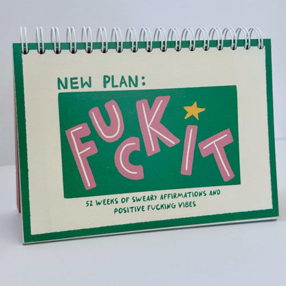 Sweary affirmation desk flip chart with funny weekly positive messages for office desk decor