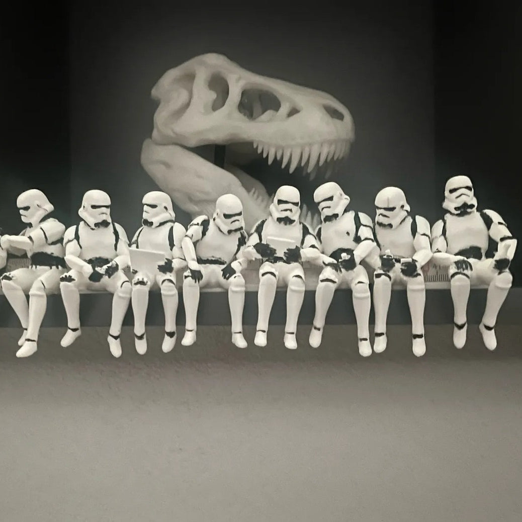 Star Wars inspired trooper lunch on shelf wall art print