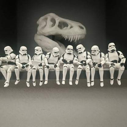 Star Wars inspired trooper lunch on shelf wall art print