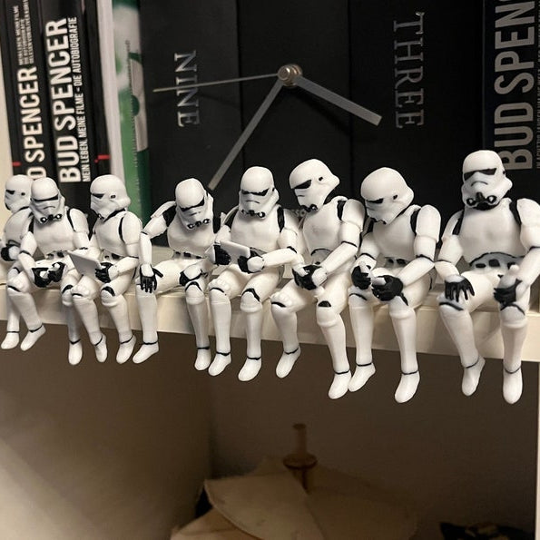 Star Wars inspired trooper lunch on shelf wall art print