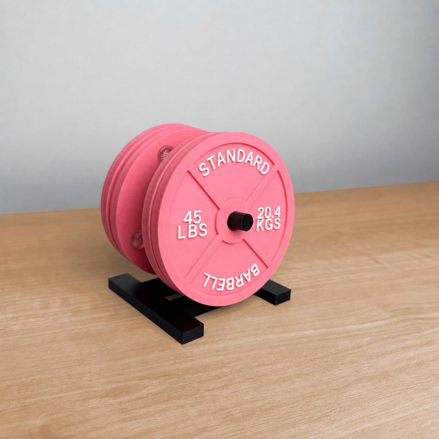 Weight plate coaster set of 4 with storage rack for home gym and man cave decor